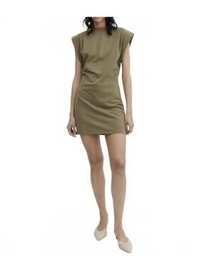 Mango Cotton Knitted Dress with Turn-Up Sleeves Dates Khaki Green NWT Size 2/XS